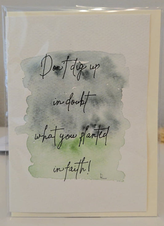 In Faith Watercolor Notecard Set (3) Green