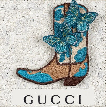 White Gucci Turquoise Boot